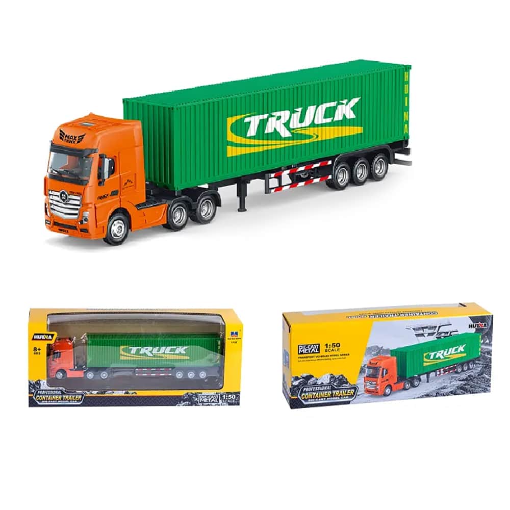 картинка Металлический грузовик контейнеровоз HUI NA TOYS масштаб 1:50 - HN1732-GREEN 
