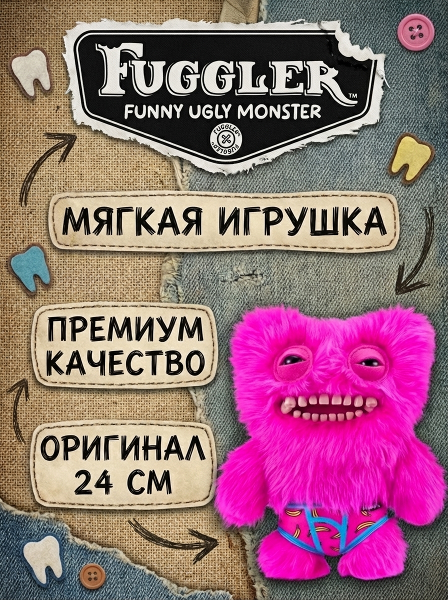 картинка Мягкая игрушка FUGGLER Розовый Мистер Пуговкин - 15723P 