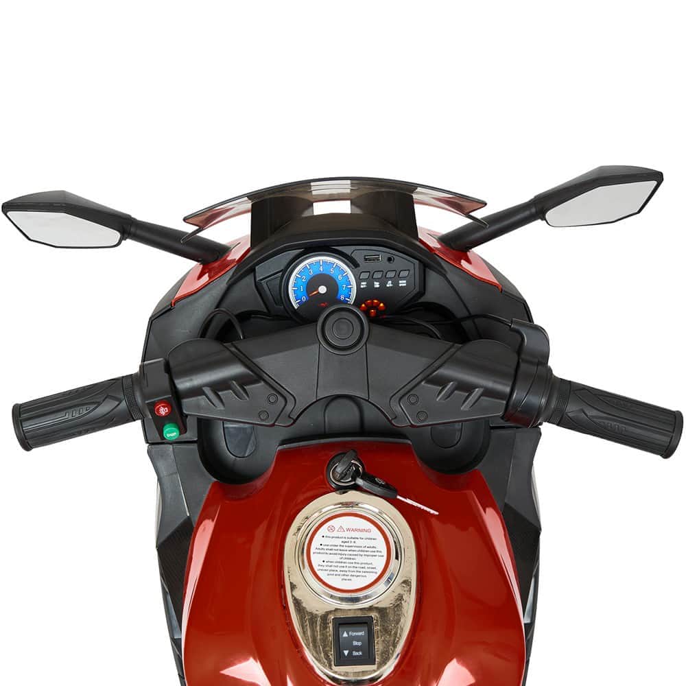 картинка Детский электромотоцикл Kawasaki Ninja (12V, EVA, спидометр, ручка газа) - DLS07-SP-RED 