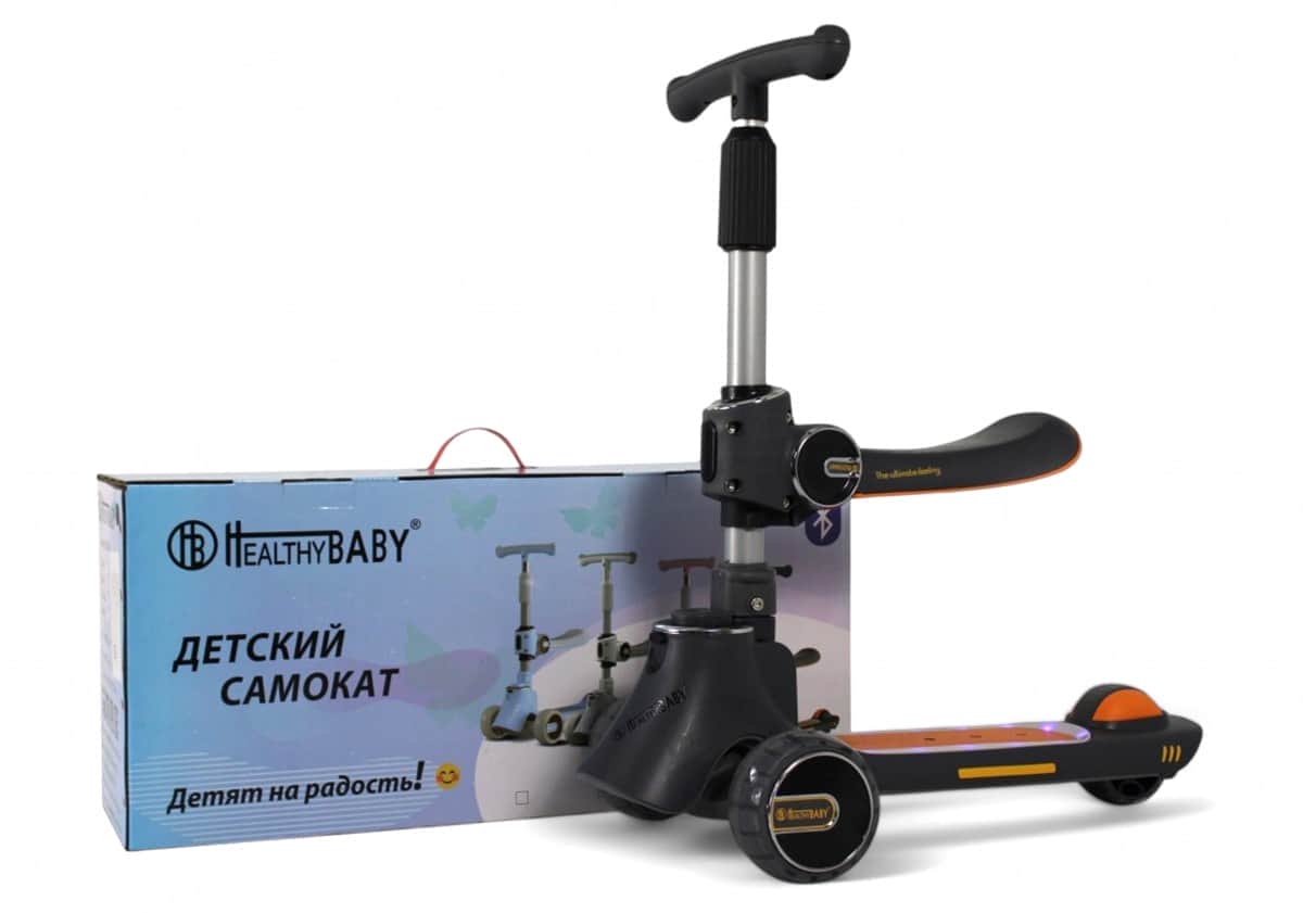 картинка Детский самокат-беговел HB-008 графитовый 