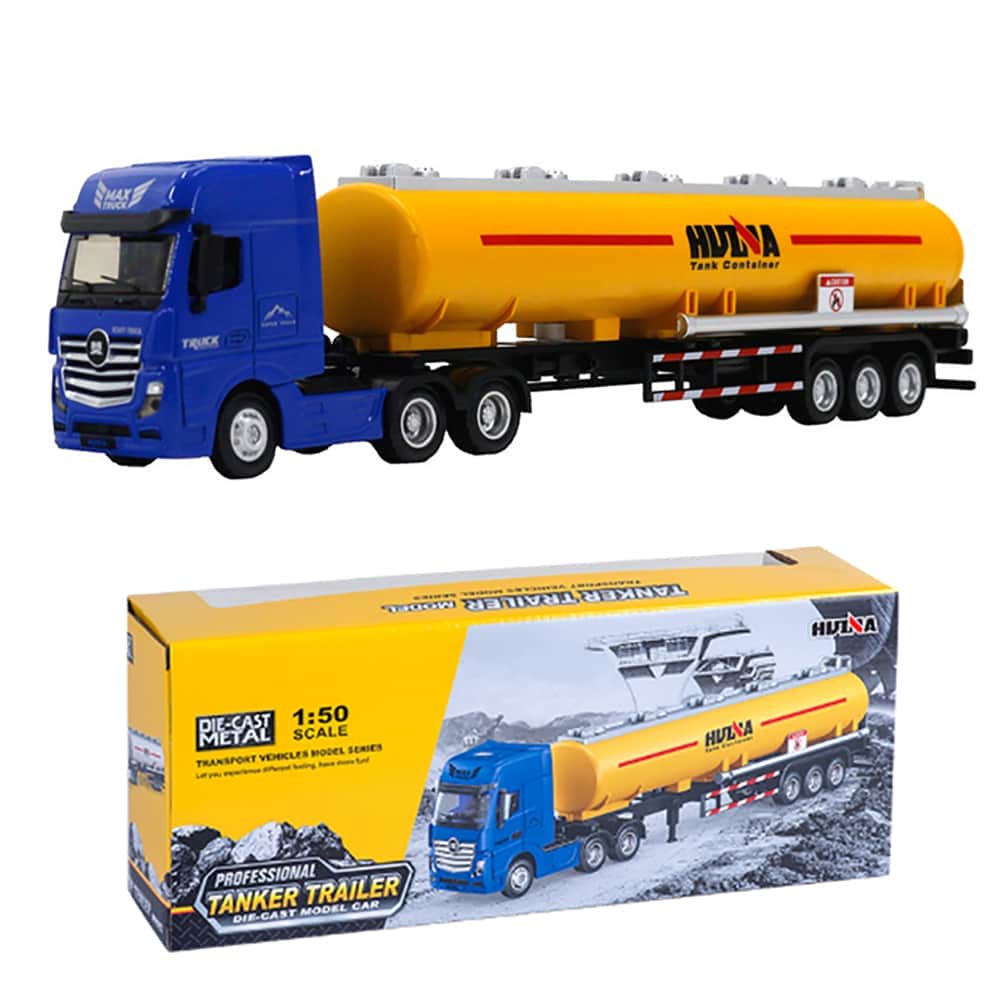 картинка Металлический грузовик бензовоз HUI NA TOYS масштаб 1:50 - HN1733-YELLOW 