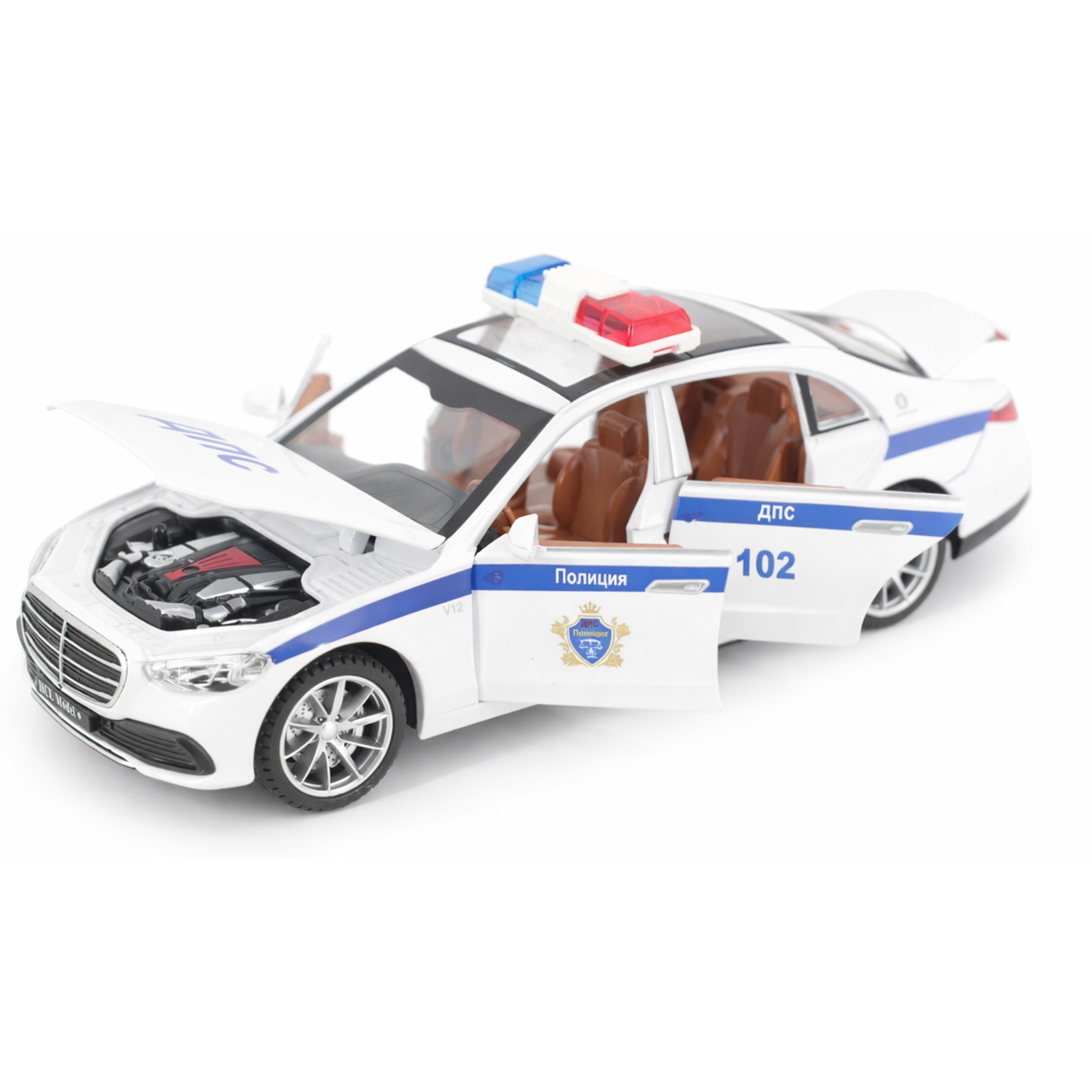 картинка Радиоуправляемая металлическая полицейская машина Mercedes S600 1:22 - HCL-3613-WHITE 
