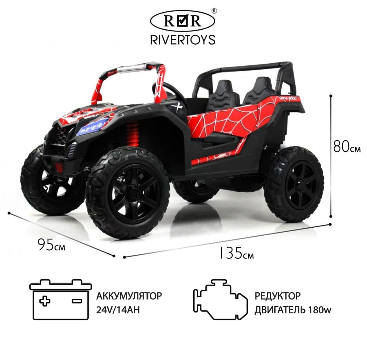 картинка Детский электромобиль M222MM красный Spider 