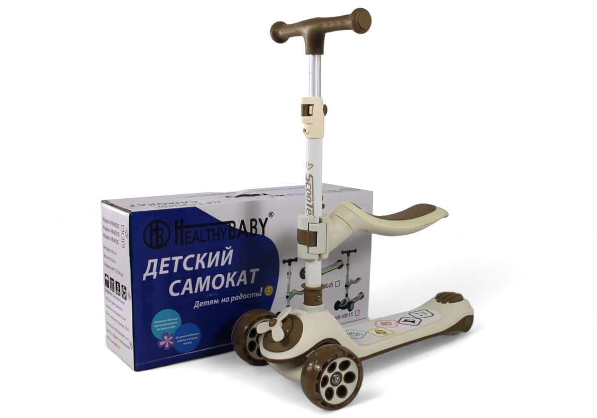 картинка Детский самокат HB-8001S коричневый 