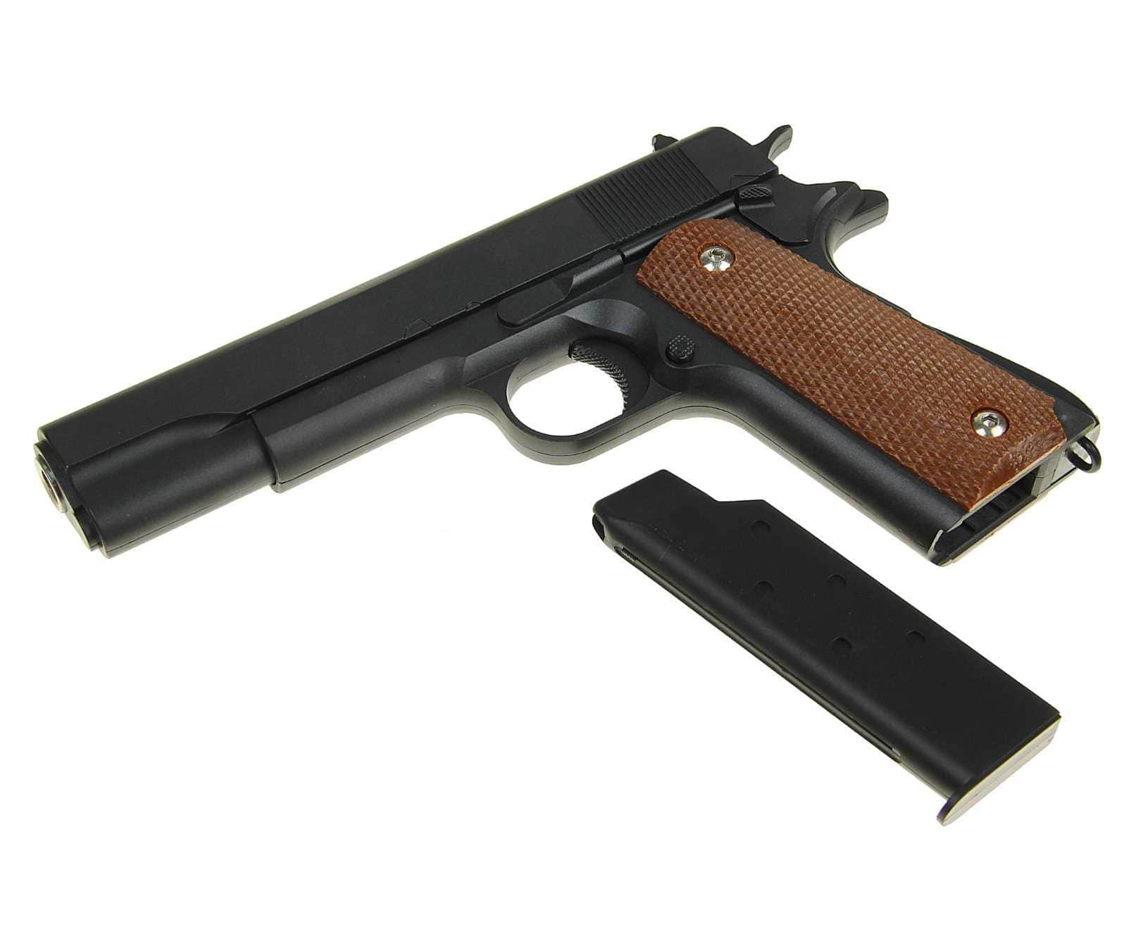 картинка Пистолет металлический Colt 1911 с кобурой (пневматика, 21,5 см) - G.13 