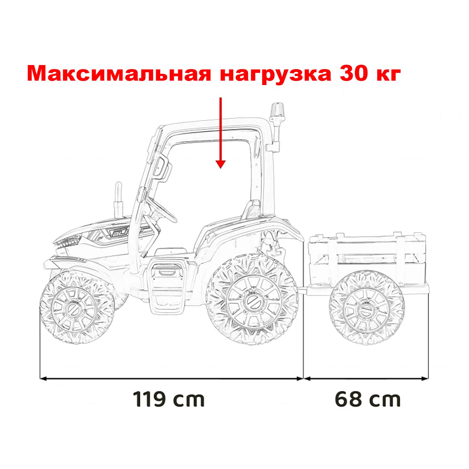 картинка Детский электромобиль трактор с прицепом (синий, EVA, пульт, 24V) - BLT-206C-24V-BLUE 