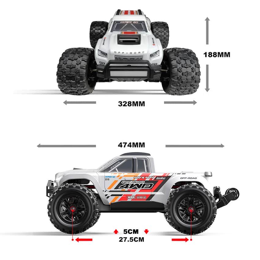 картинка Радиоуправляемый монстр MJX Hyper Go Brushless 4WD 2.4G LED 1:10 - MJX-10208-V1-WHITE 