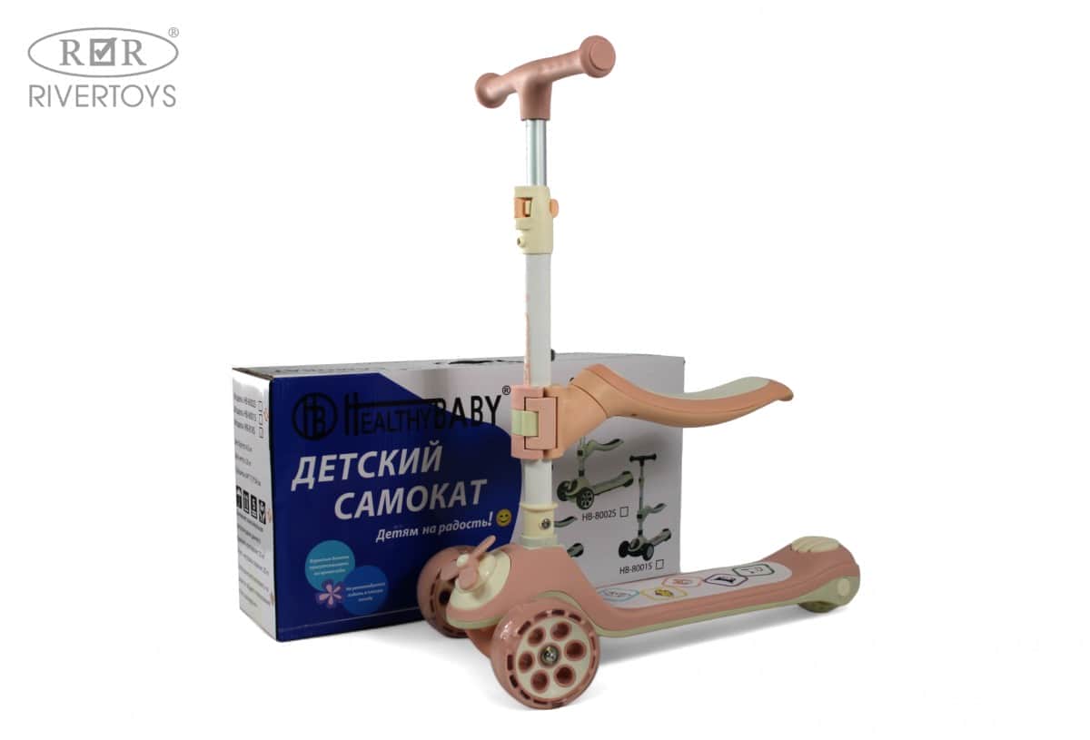 картинка Детский самокат HB-8001S розовый 
