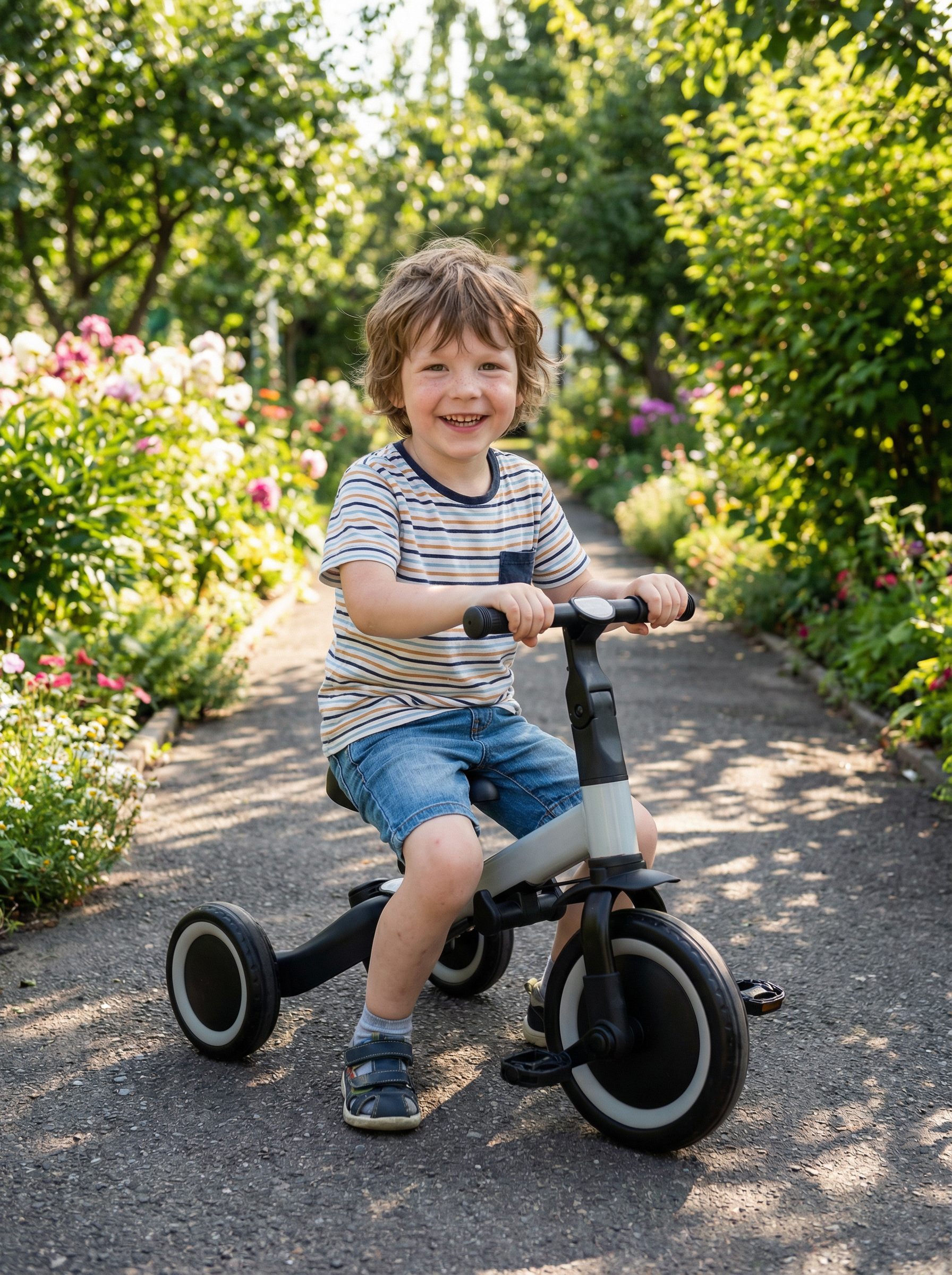 картинка Детский беговел-велосипед 6в1 с родительской ручкой, серый - TR008-GREY 