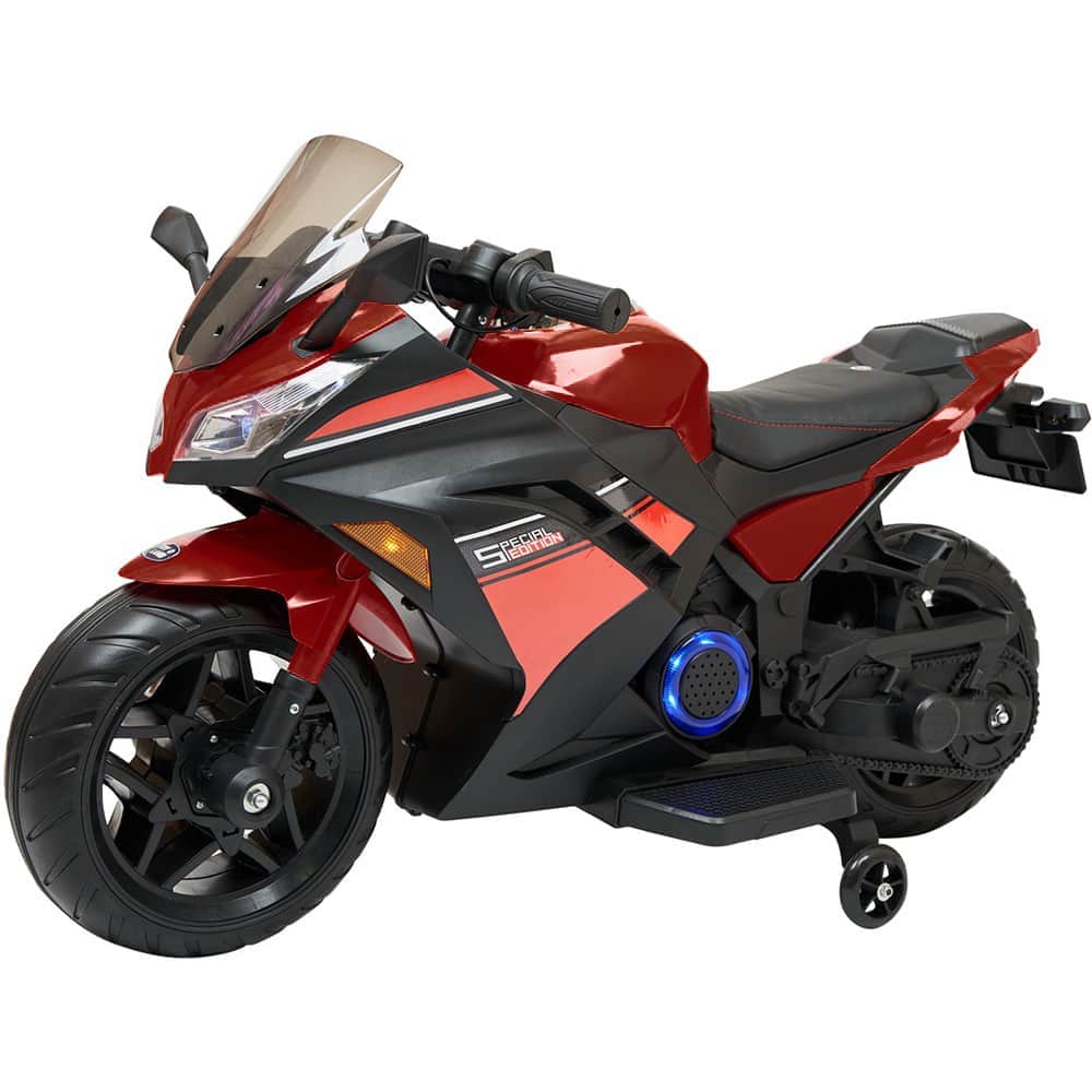 картинка Детский электромотоцикл Kawasaki Ninja (12V, EVA, спидометр, ручка газа) - DLS07-SP-RED 