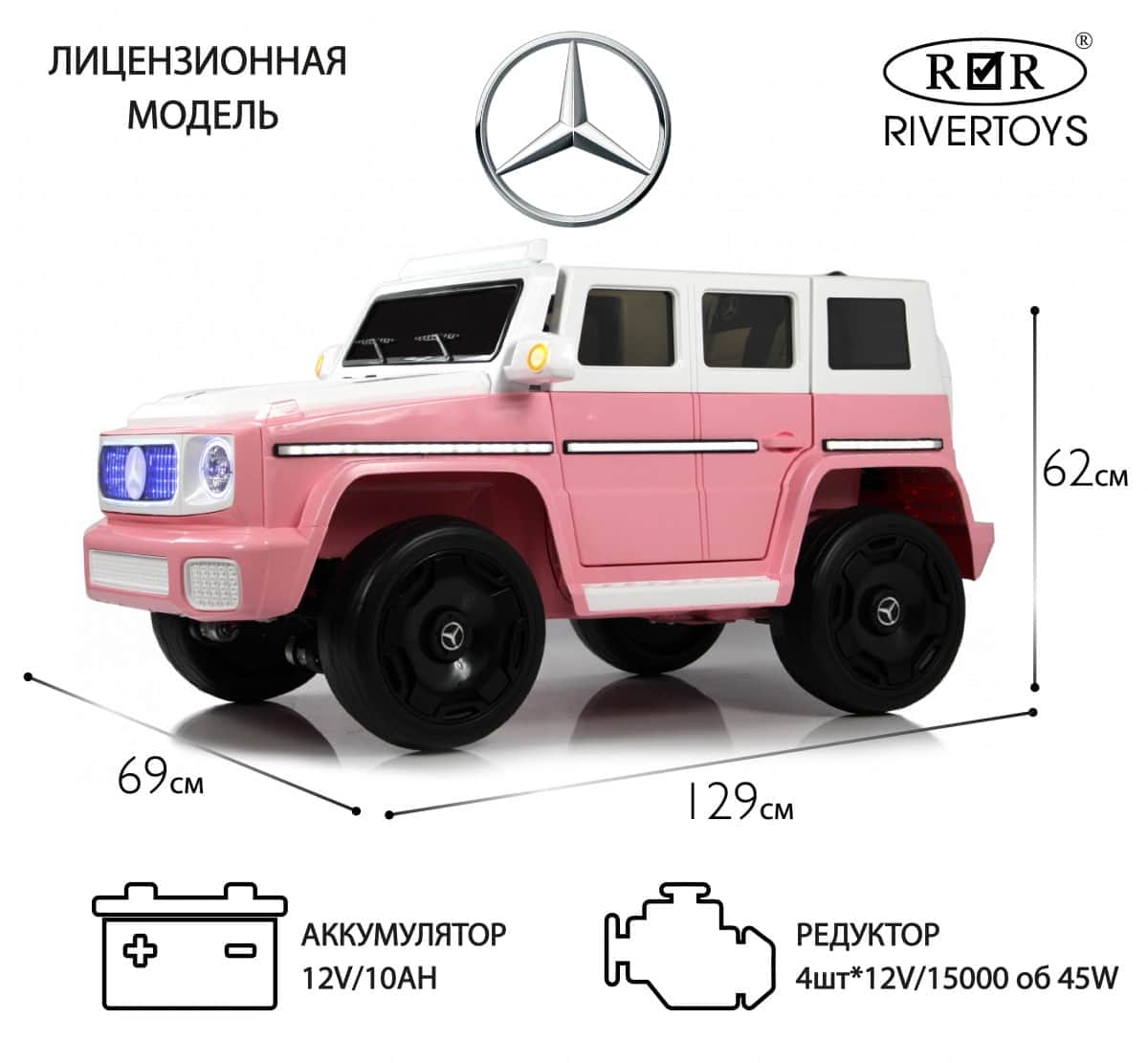 картинка Детский электромобиль Mercedes-Benz EQG (E222EE) розовый 