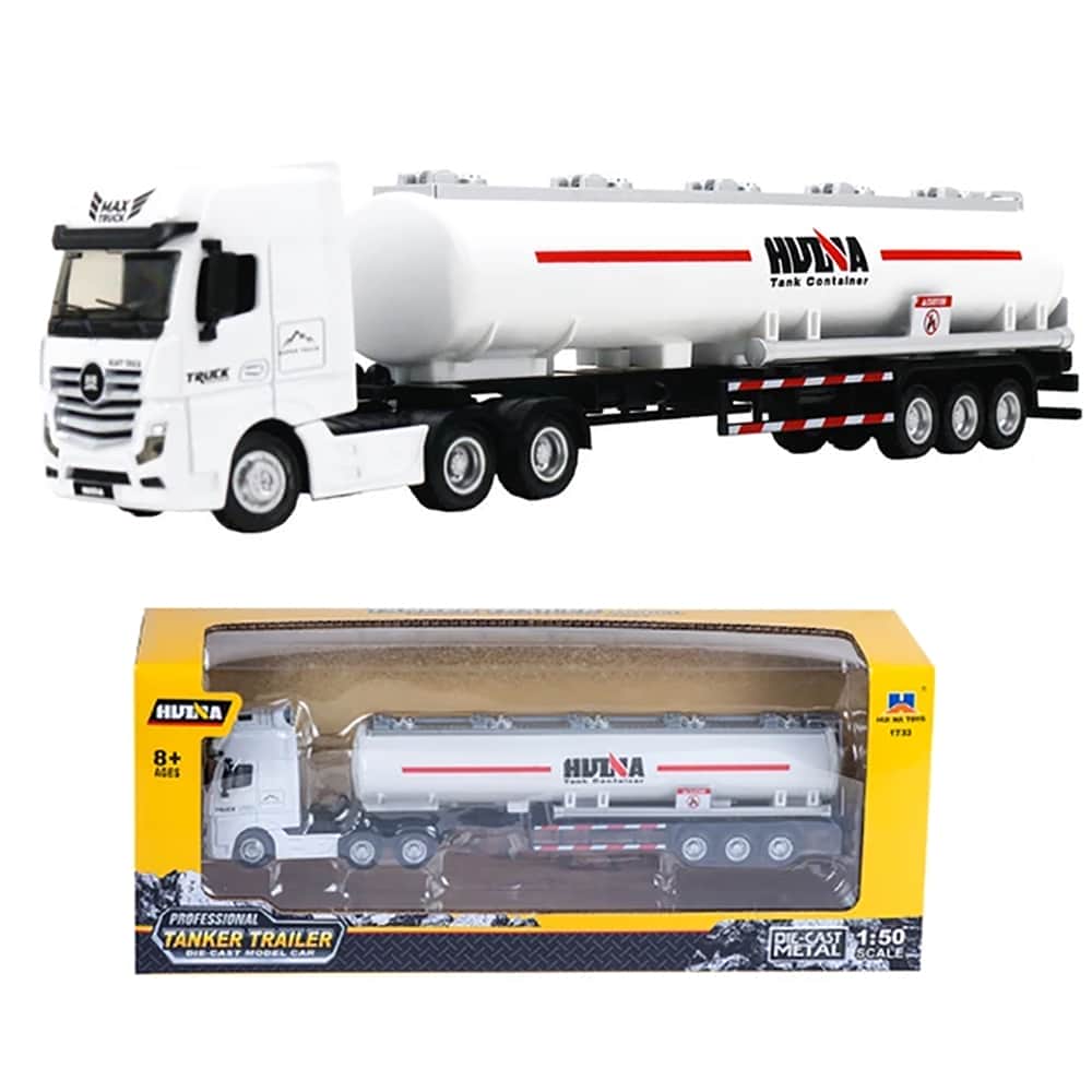 картинка Металлический грузовик бензовоз HUI NA TOYS масштаб 1:50 - HN1733-WHITE 