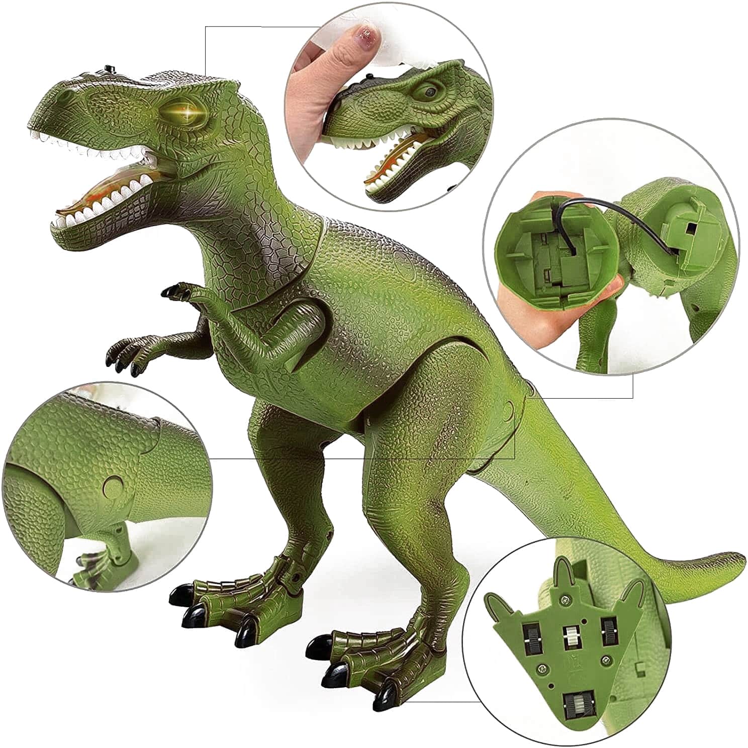 картинка Радиоуправляемый динозавр T-Rex RuiCheng (зеленый, звук, пар, свет) - RUI-8909-GREEN 