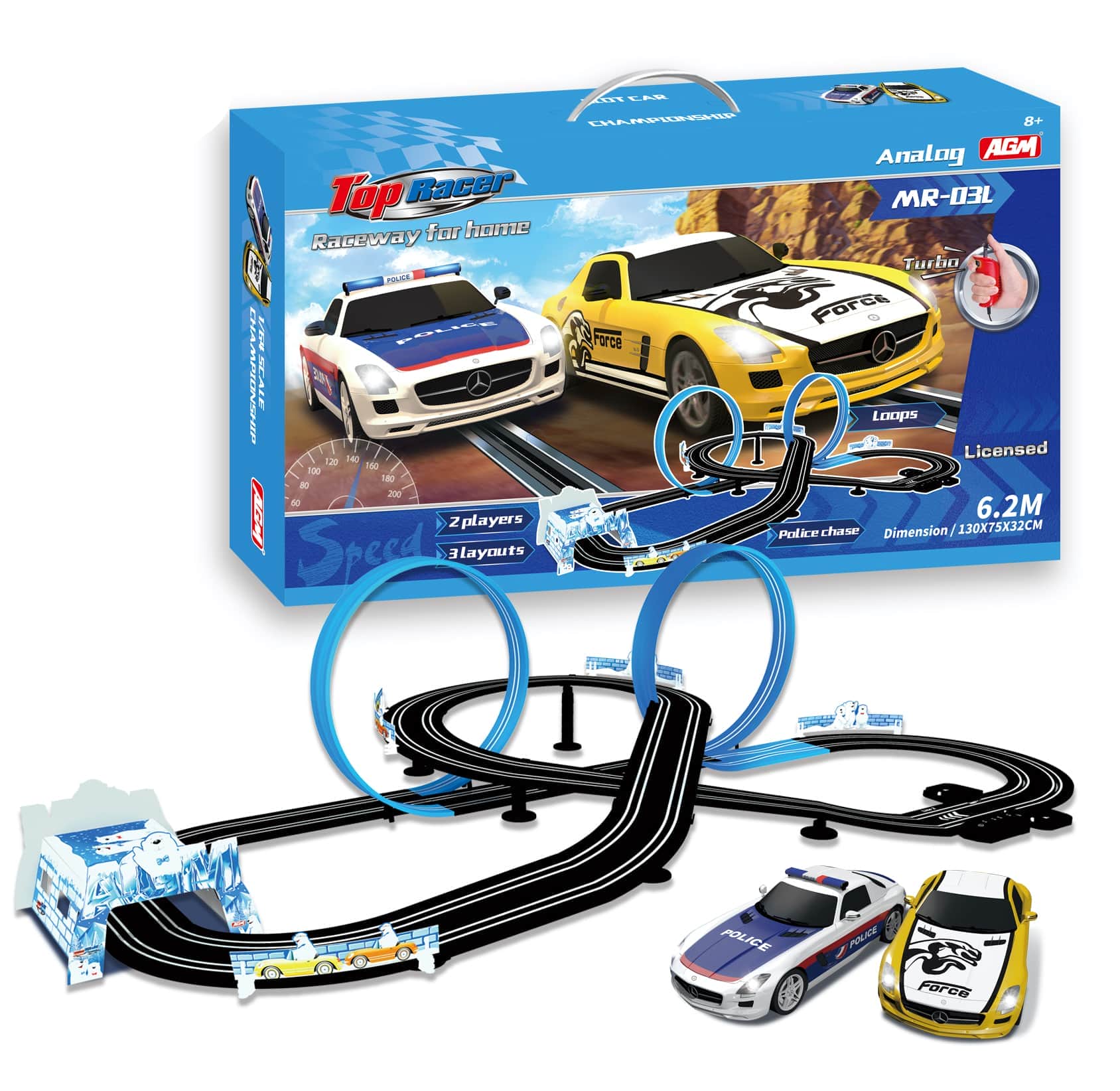 картинка Гоночный автотрек Top Racer Merсedes SLS 1:43 (2 машинки, 6,2 метра) - MR-03L 