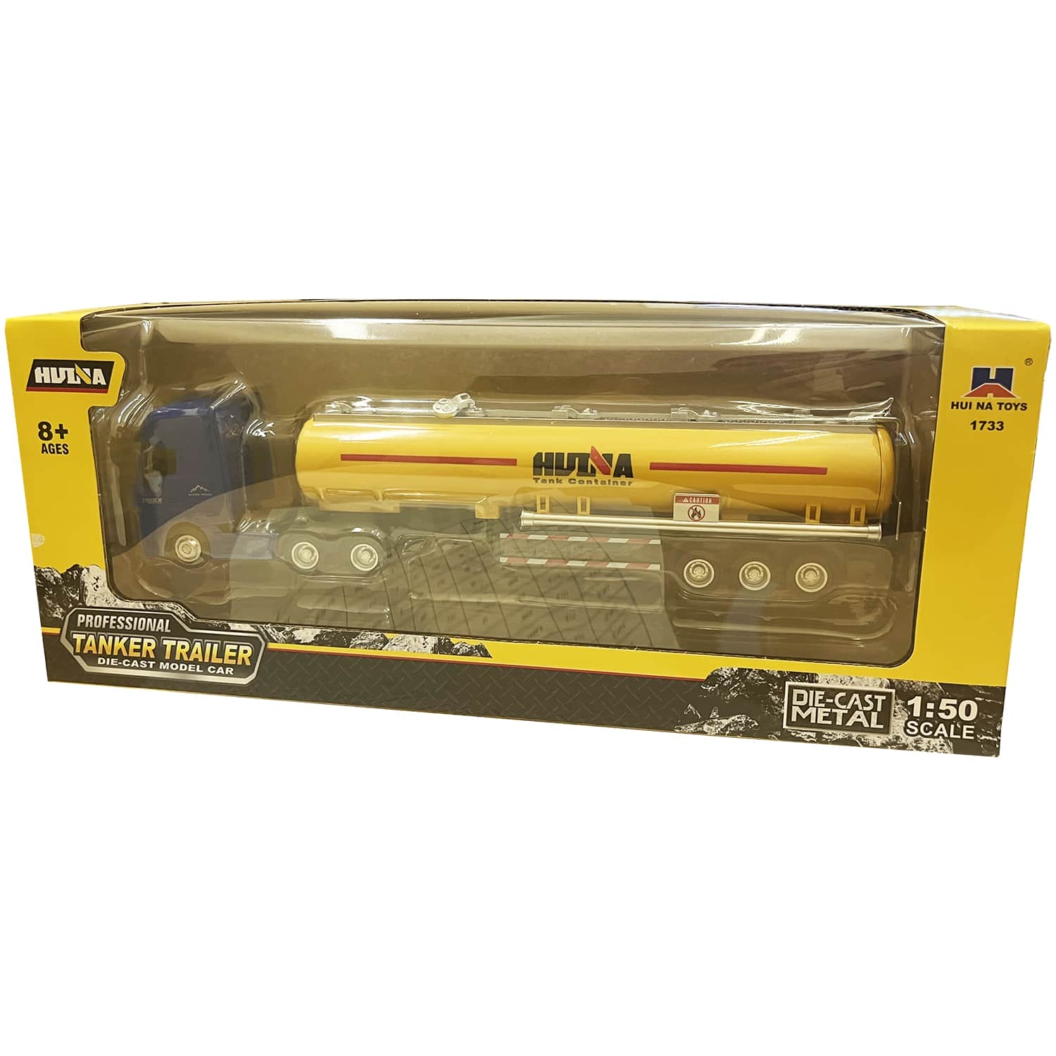 картинка Металлический грузовик бензовоз HUI NA TOYS масштаб 1:50 - HN1733-YELLOW 