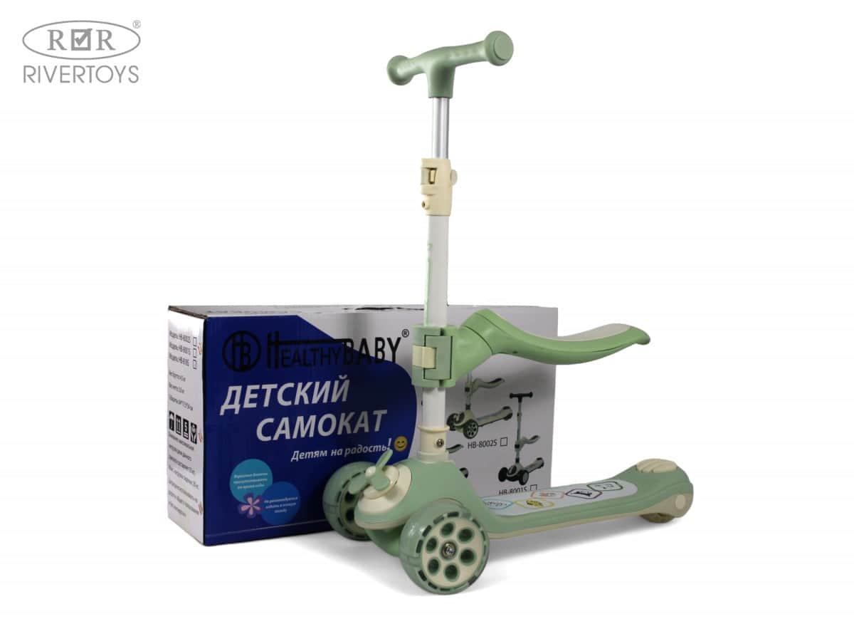 картинка Детский самокат HB-8001S зеленый 