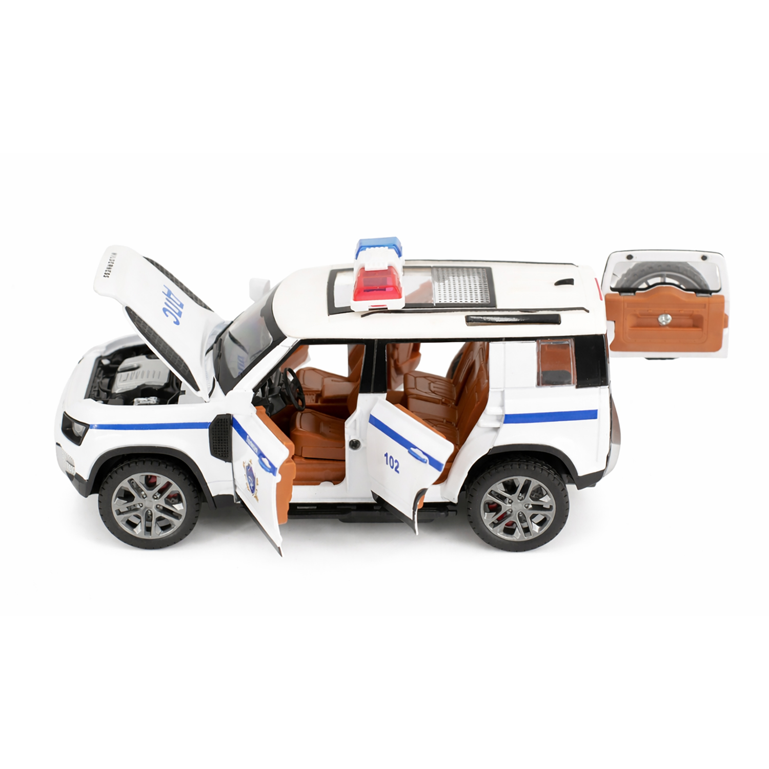 картинка Радиоуправляемая металлическая полицейская машина Land Rover Defender 1:22 - HCL-3610-WHITE 