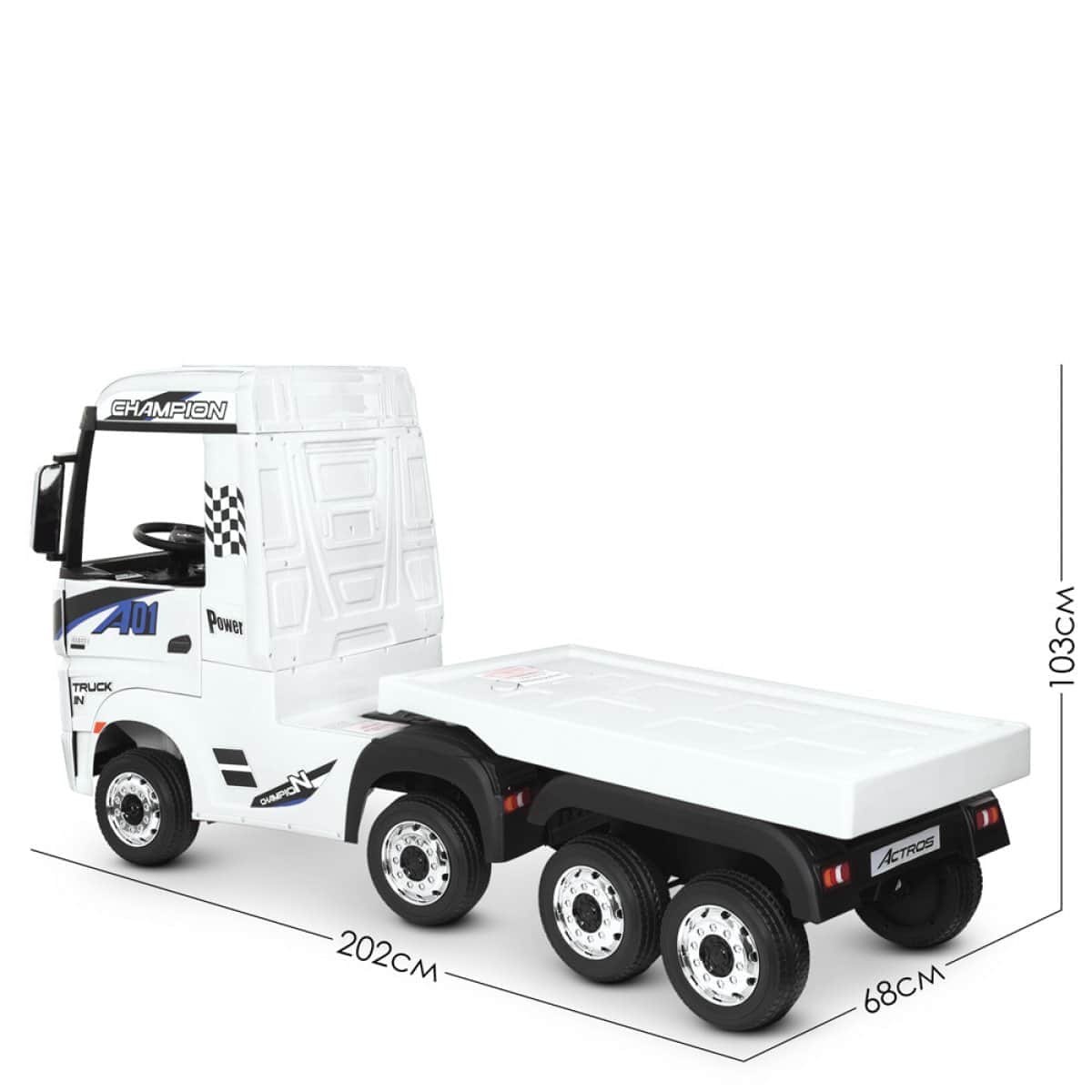 картинка Детский электромобиль фура Mercedes-Benz Actros 4WD 12V с прицепом - HL358-LUX-WHITE-TRAILER 