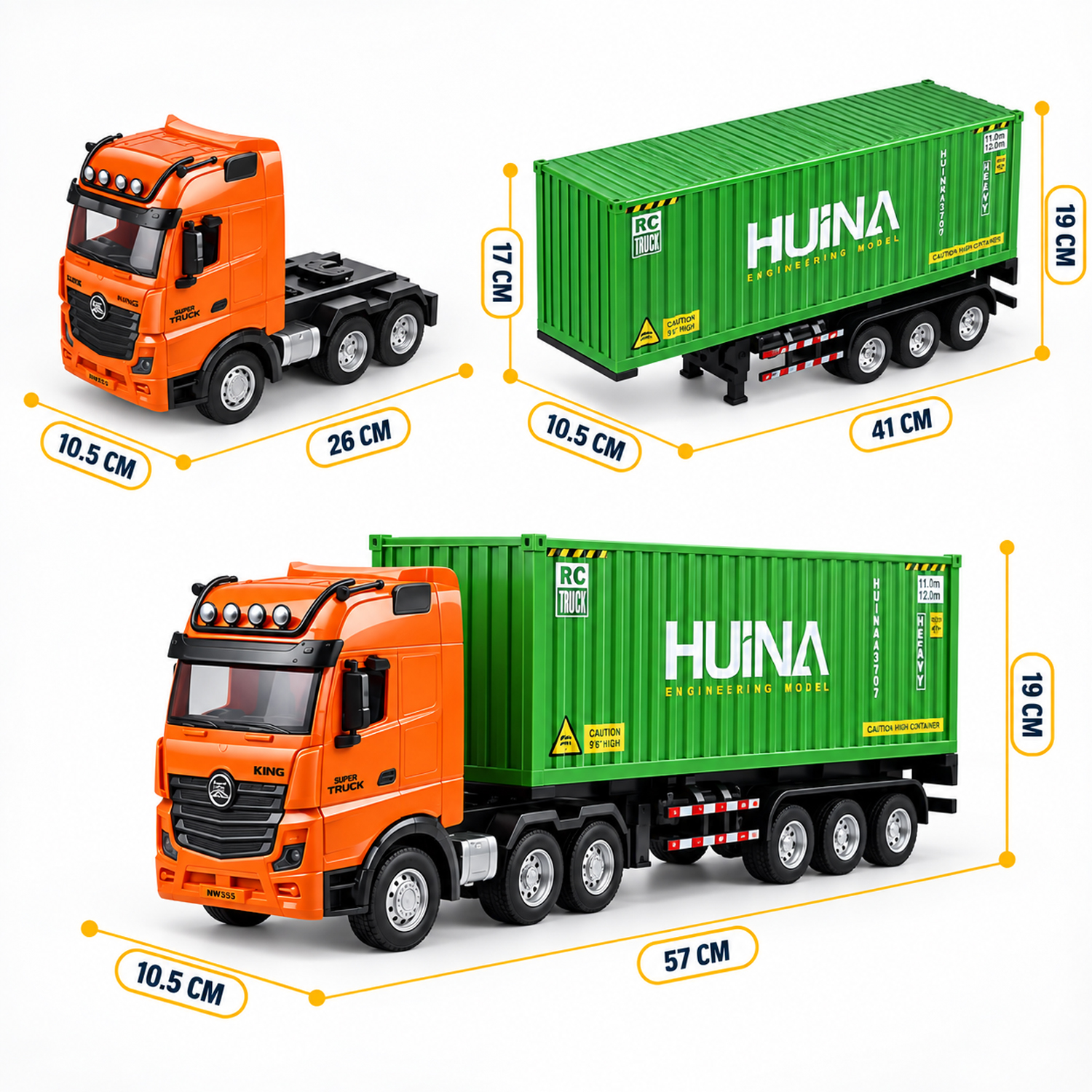 картинка Радиоуправляемый грузовик контейнеровоз HUINA 1:18 - HN1317-GREEN 