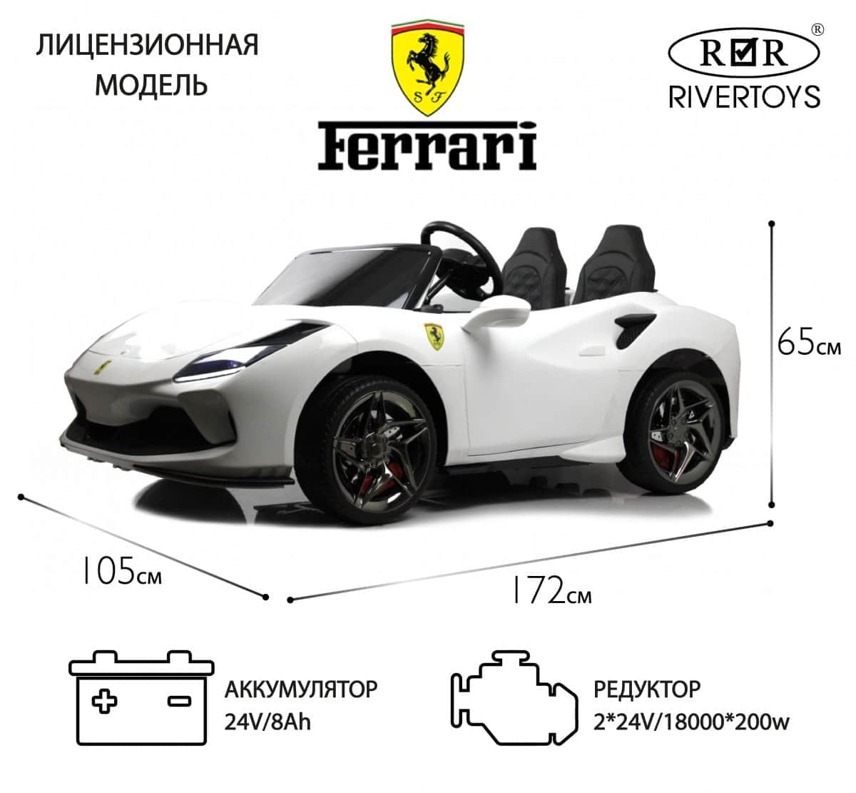 картинка Детский электромобиль F111FF белый 