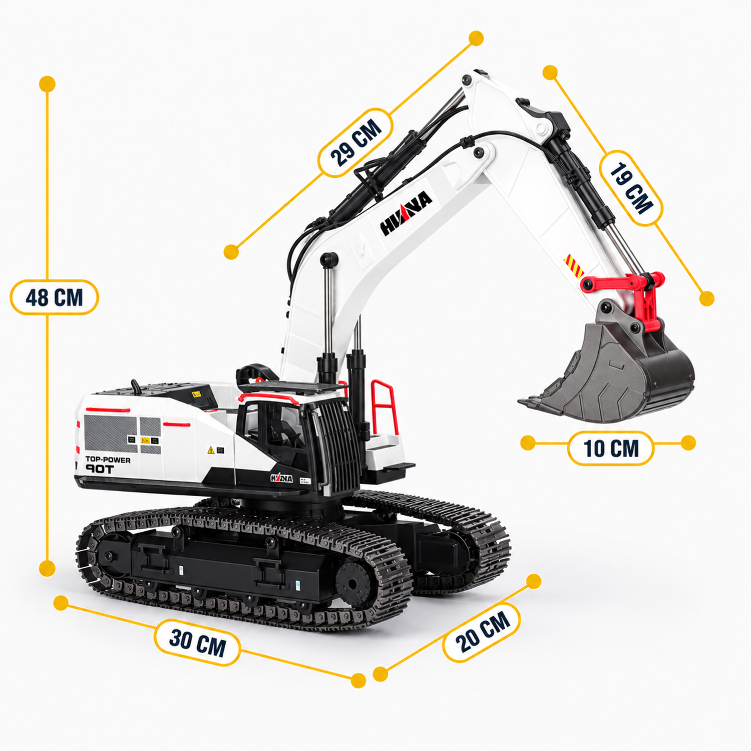 картинка Радиоуправляемый экскаватор белый HUI NA TOYS масштаб 1:14 2.4G - HN1594-WHITE 