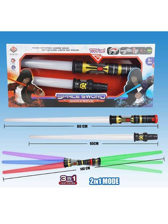 картинка Двухсторонний меч на батарейках Space Sword (4 цвета подсветки, 2 меча) - 8108-2 
