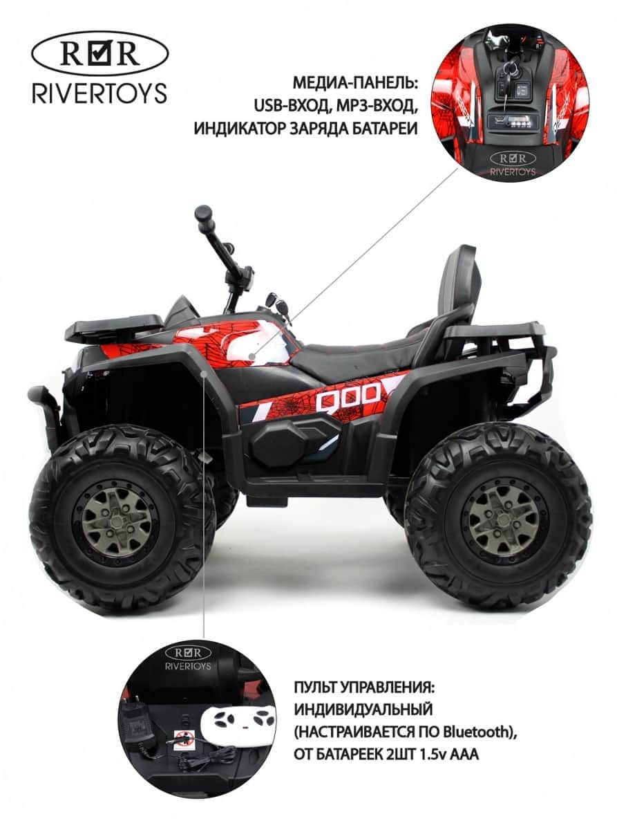 картинка Детский электроквадроцикл H999HH красный Spider 