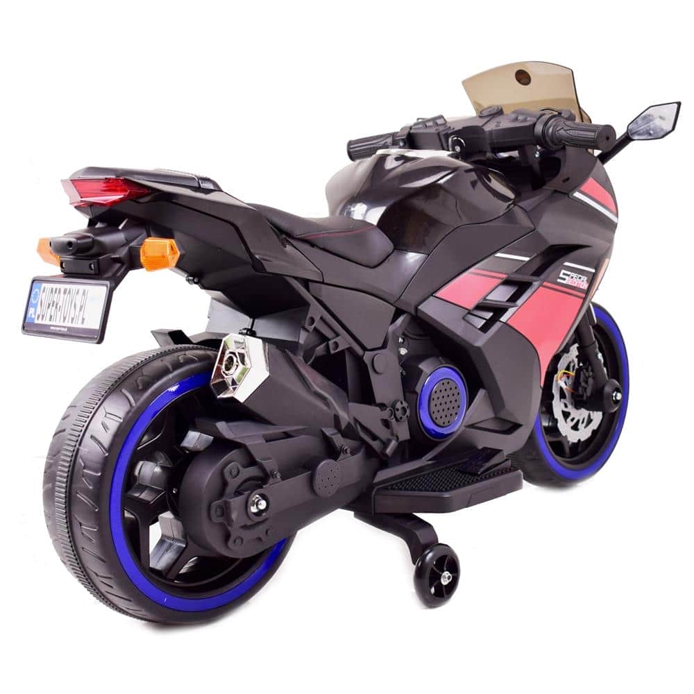 картинка Детский электромотоцикл Kawasaki Ninja (12V, спидометр, ручка газа) - DLS07-BLACK-PLASTIC 