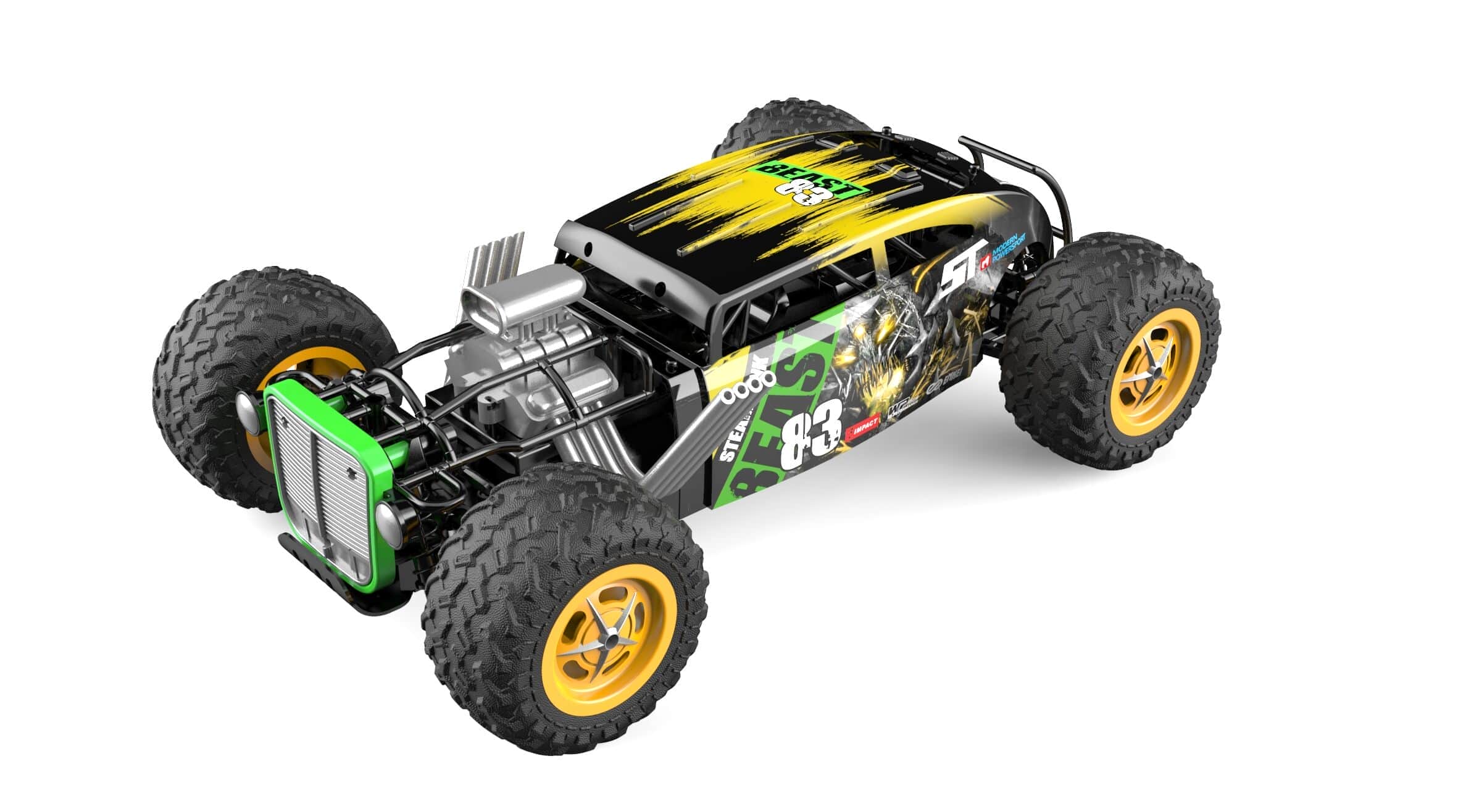 картинка Радиоуправляемая машина CraZon Хот-род 4WD 1:12 - 333-GS19121-YELLOW 