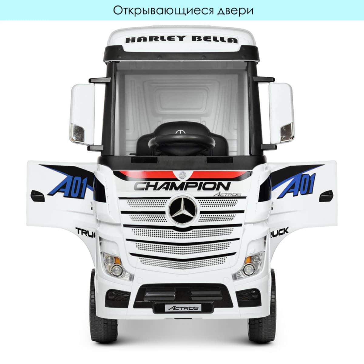 картинка Детский электромобиль фура Mercedes-Benz Actros 4WD 12V с прицепом - HL358-LUX-WHITE-TRAILER 