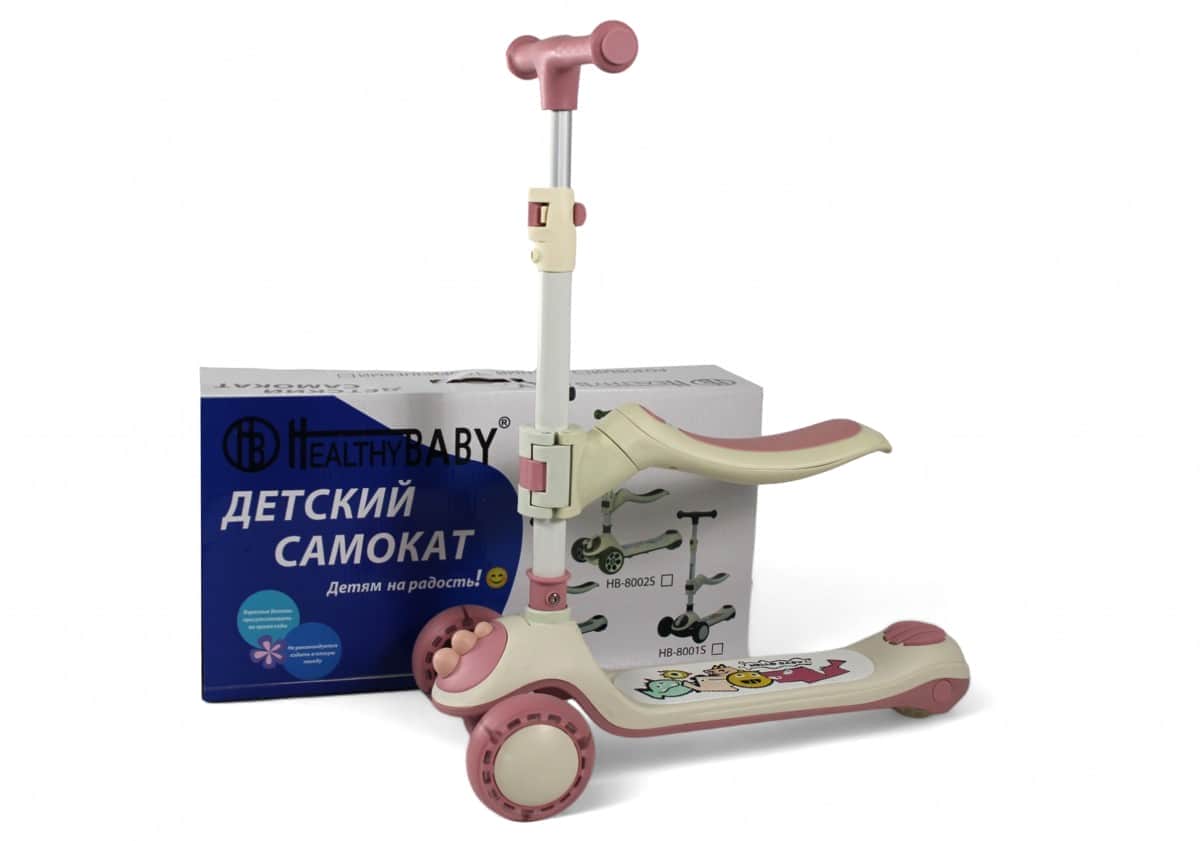 картинка Детский самокат HB-8002S розовый 