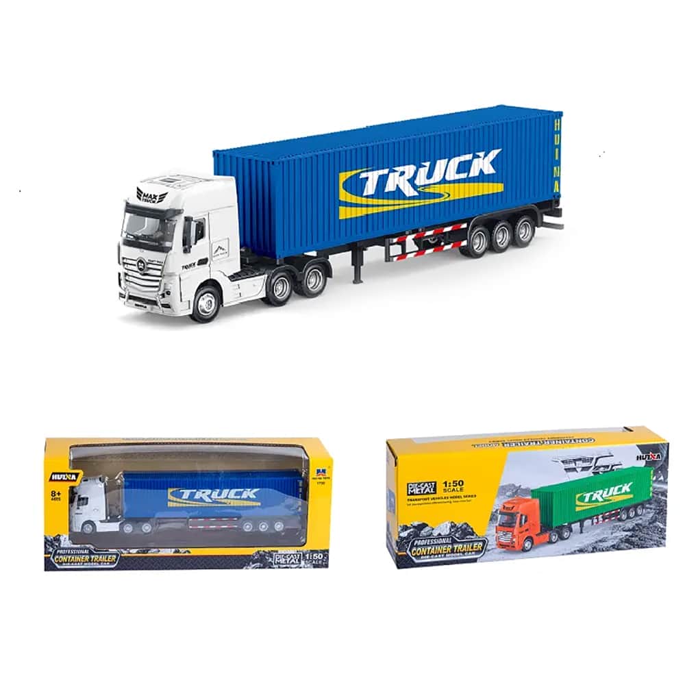 картинка Металлический грузовик контейнеровоз HUI NA TOYS масштаб 1:50 - HN1732-BLUE 