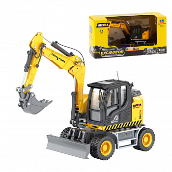 картинка Масштабная модель экскаватор-бульдозер Huina 1:50 - HN1725-YELLOW 