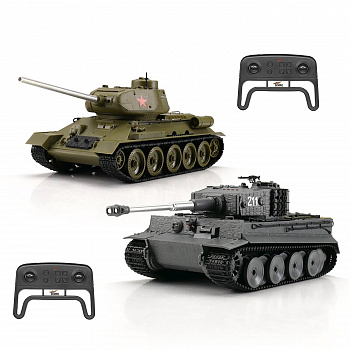 картинка Радиоуправляемый танковый бой Torro Tiger I и T-34/85 1:30 - 15101-CA 