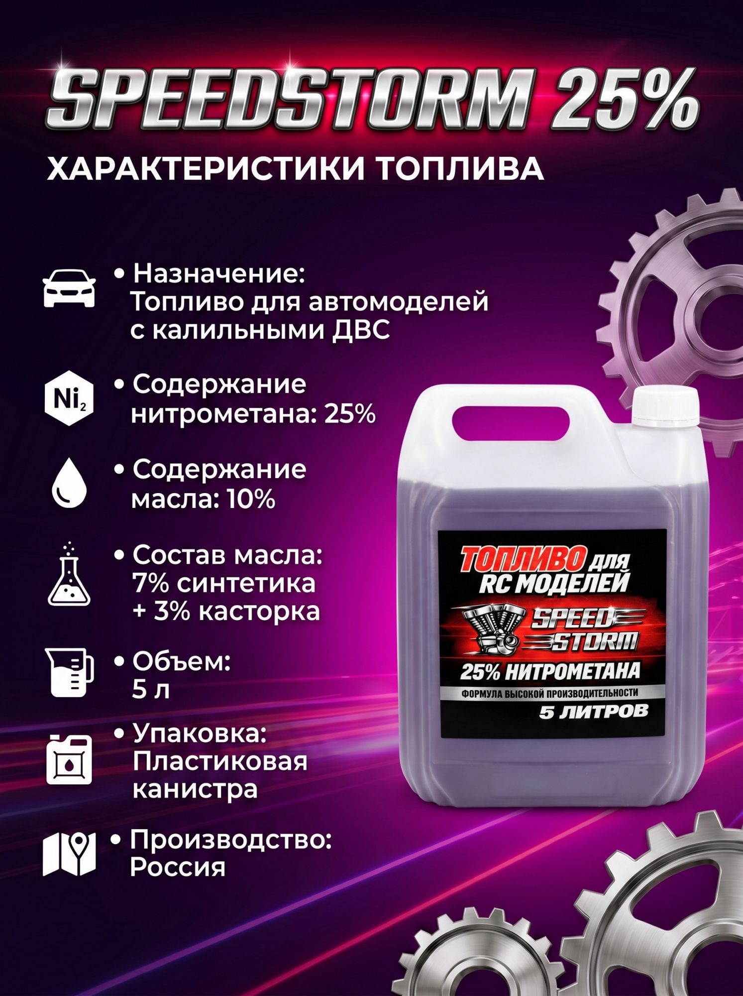картинка Топливо для радиоуправляемых машин Speed Storm Car 5л 25%  - SSC-25-5 