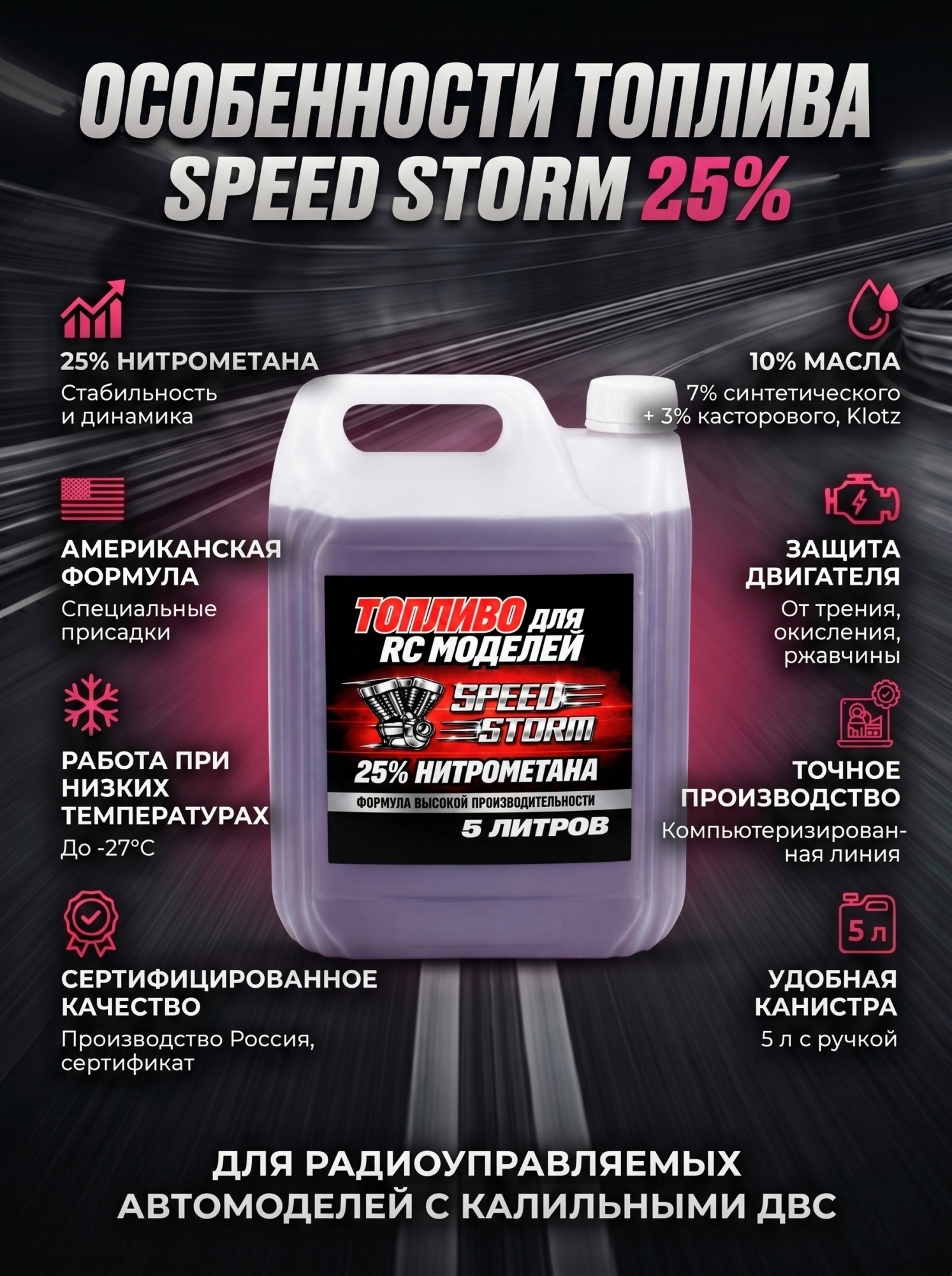картинка Топливо для радиоуправляемых машин Speed Storm Car 5л 25%  - SSC-25-5 