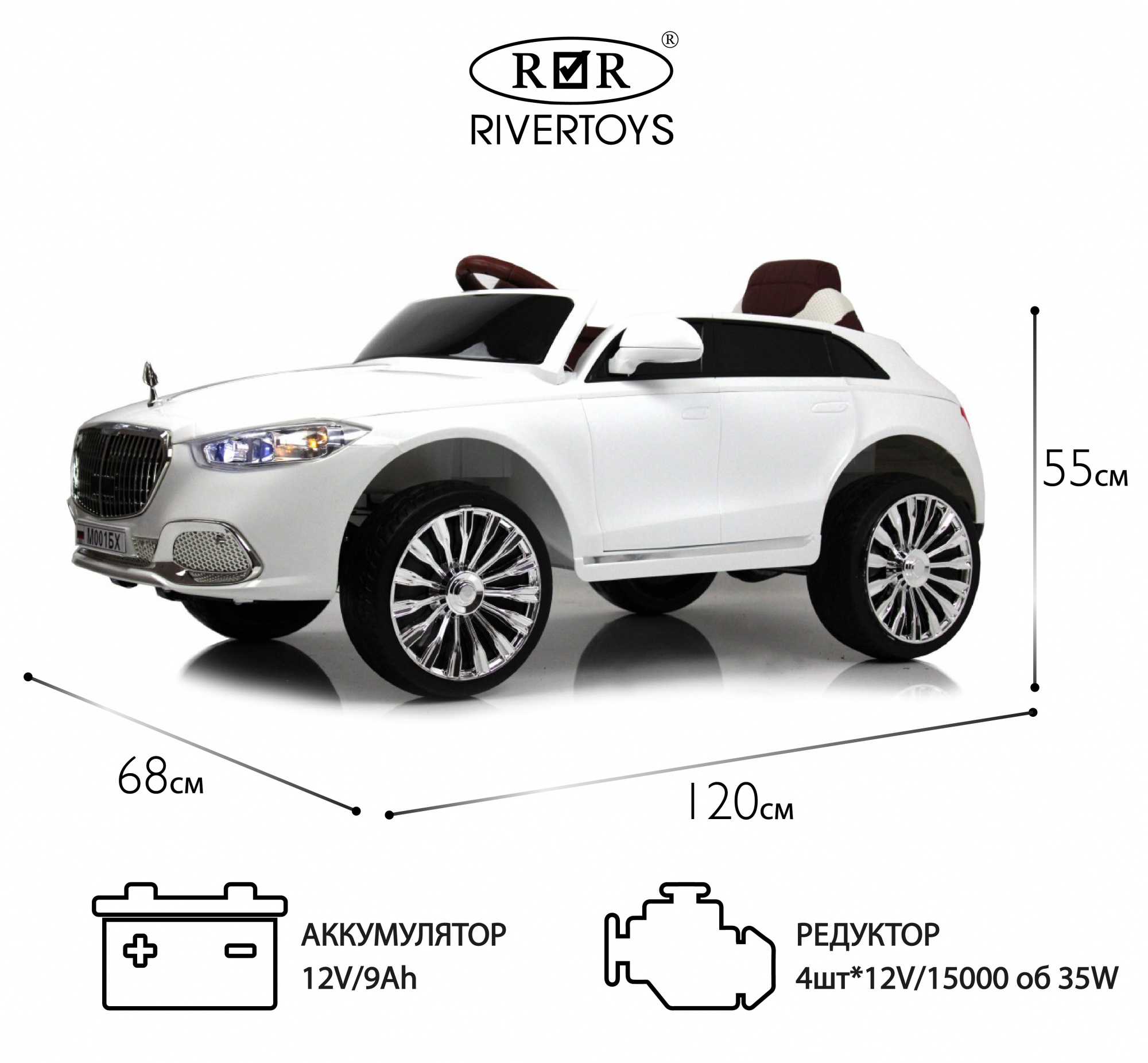 картинка Детский электромобиль М001БХ 4WD белый 