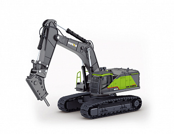 картинка Металлический экскаватор с отбойным молотом HUI NA TOYS масштаб 1:50 - HN1723-GREEN 